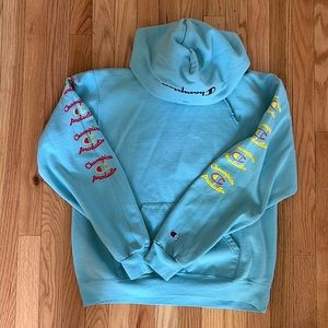 UO Champion Urban Outfitters Hoodie Turquoise Logo M